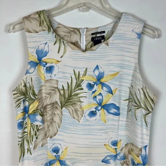 100% Silk Hawaiian Floral Sleeveless Dress Tropical Coastal Grandma 12 Cruise - Picture 3 of 10